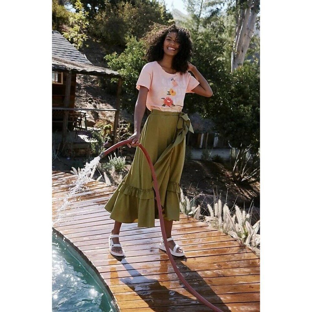 NEW ANTHROPOLOGIE X MAEVE CONSTANCE RUFFLED MAXI SKIRT